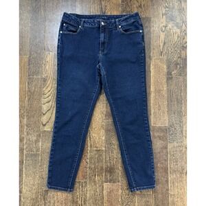 Tahari Ankle Jeans Women's size 14/32 (W32xL26) Dark Wash Blue Denim Mid Rise